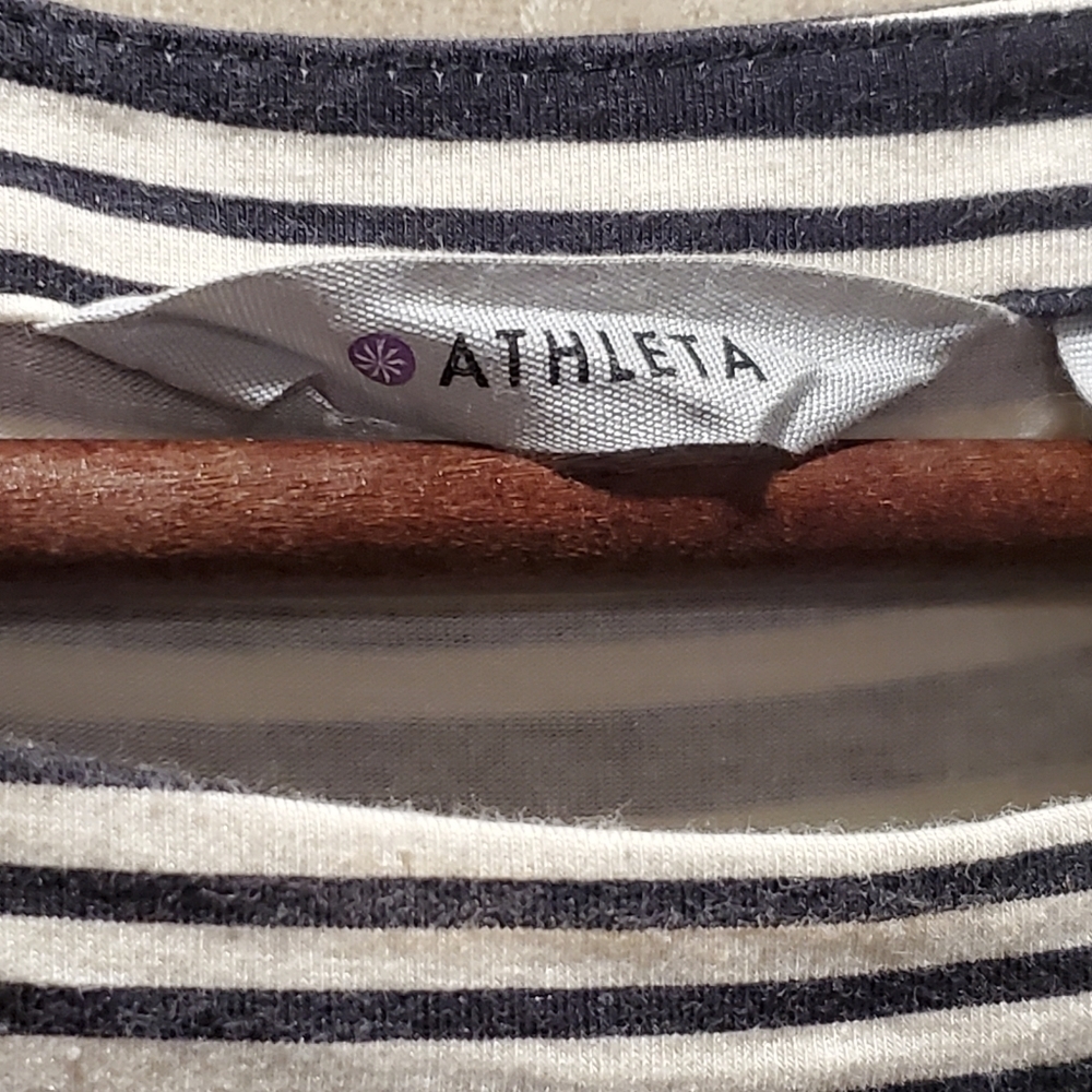 Athleta Striped Ruched Boatneck Midi Dress - Picture 5 of 8